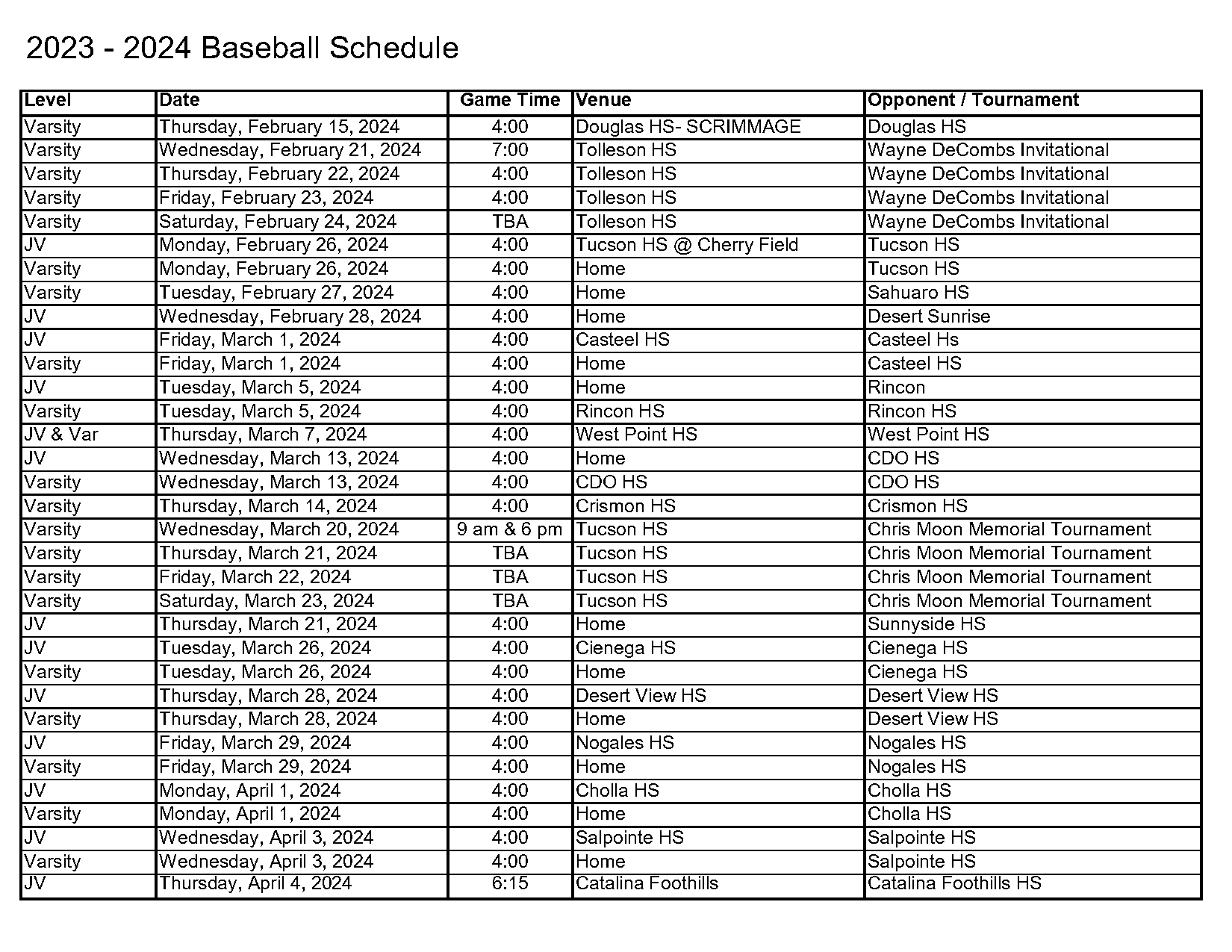 az state baseball schedule